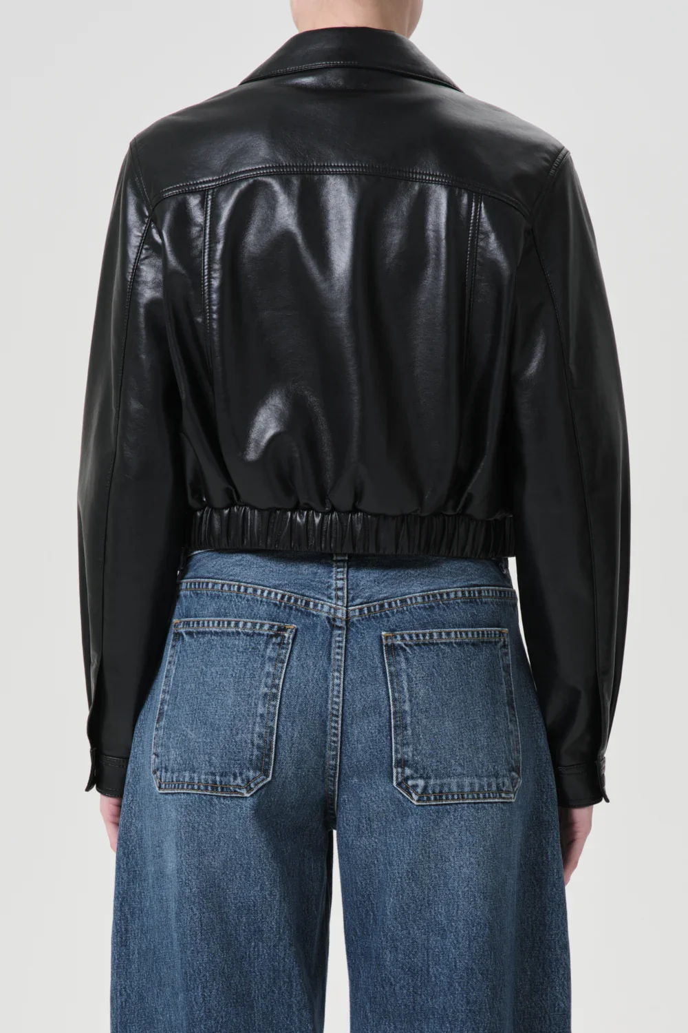 AGOLDE Essie Recycled Leather Cropped Jacket - Image 4