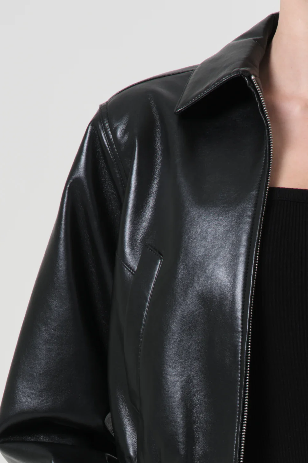 AGOLDE Essie Recycled Leather Cropped Jacket - Image 5