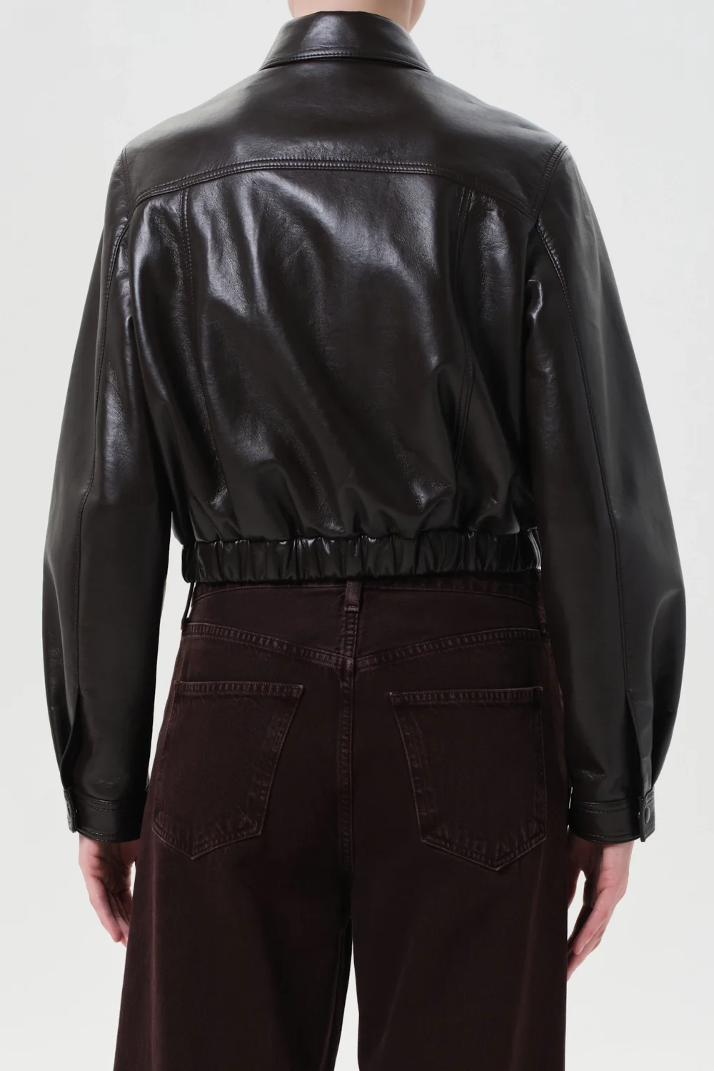 AGOLDE Essie Recycled Leather Cropped Jacket - Image 3