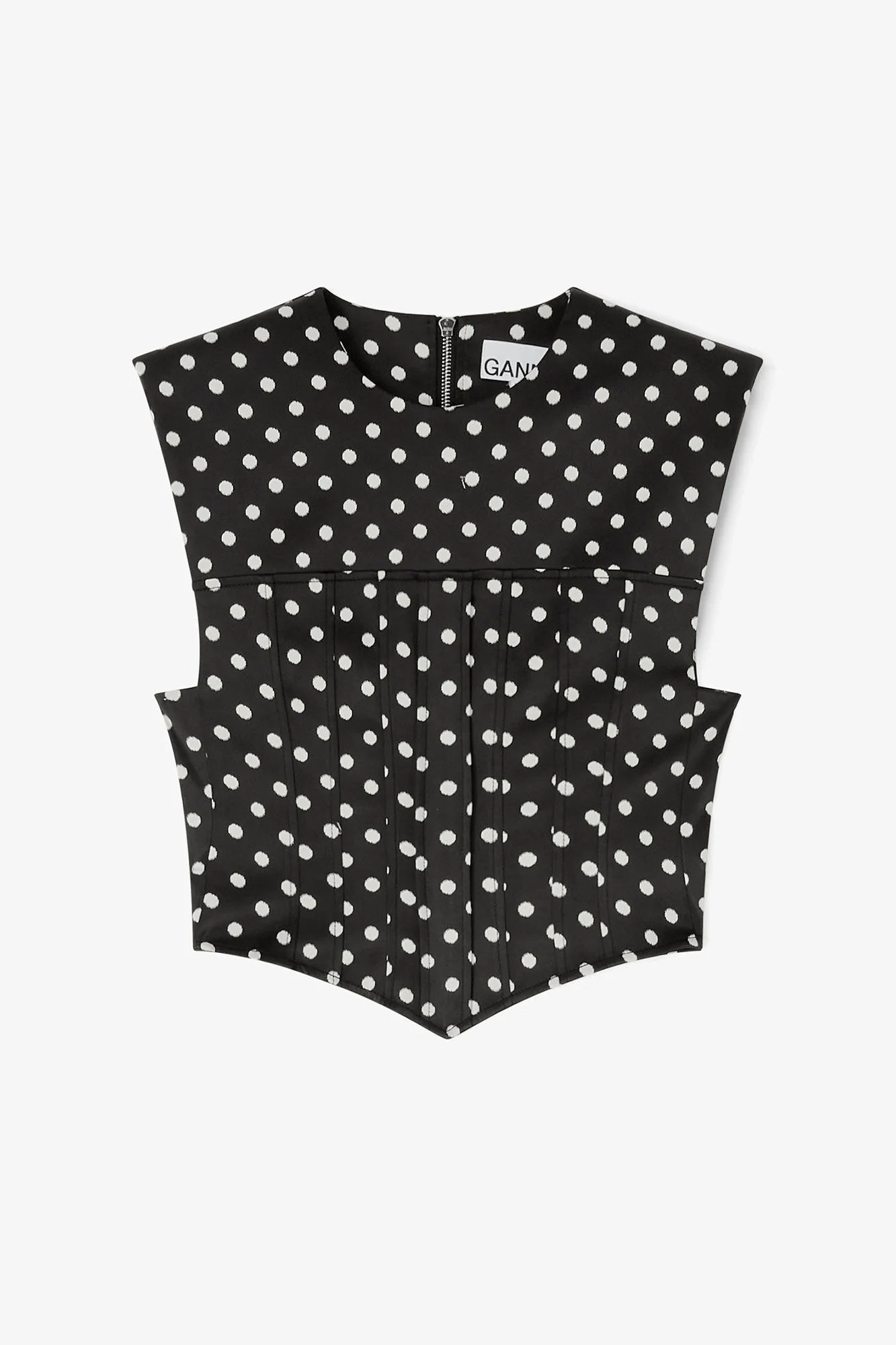 Polka-Dot Satin Corset Top - Image 4