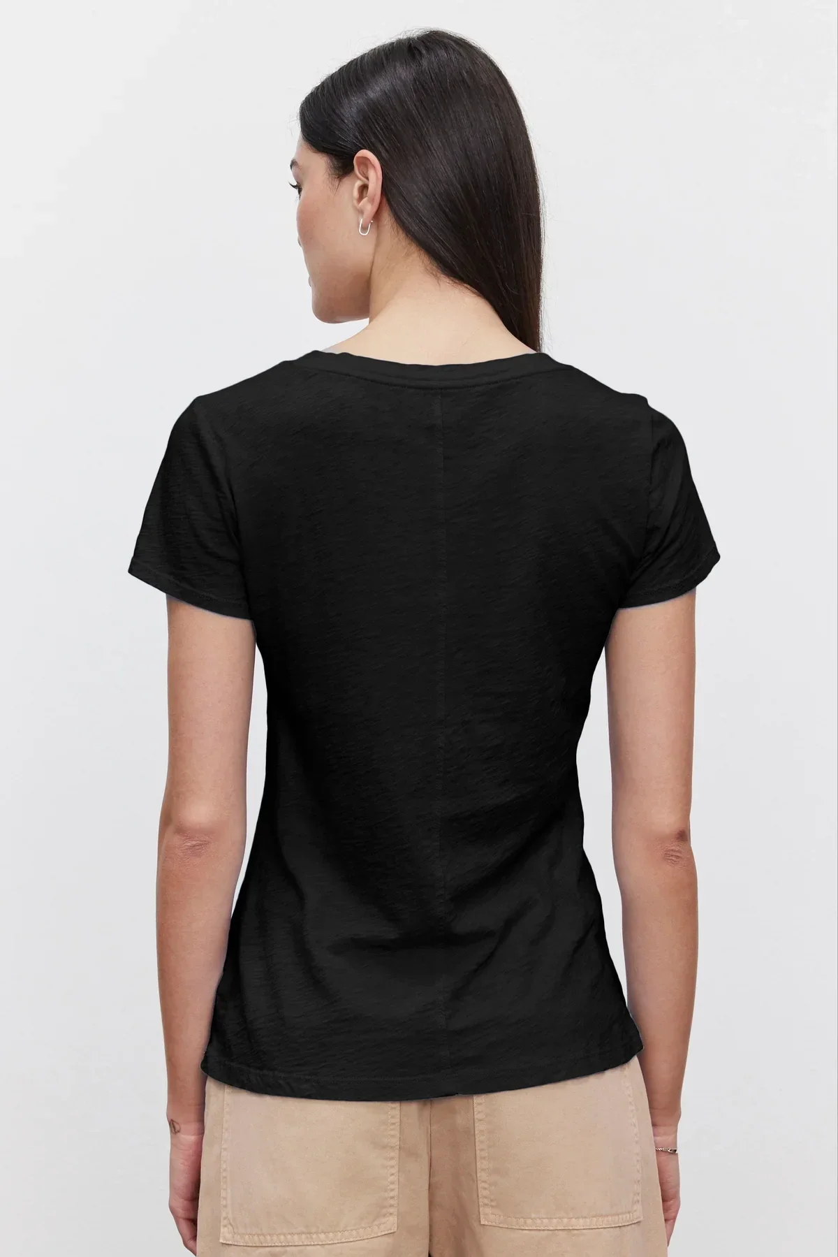 Lilith Cotton Slub V-Neck Tee - Image 3