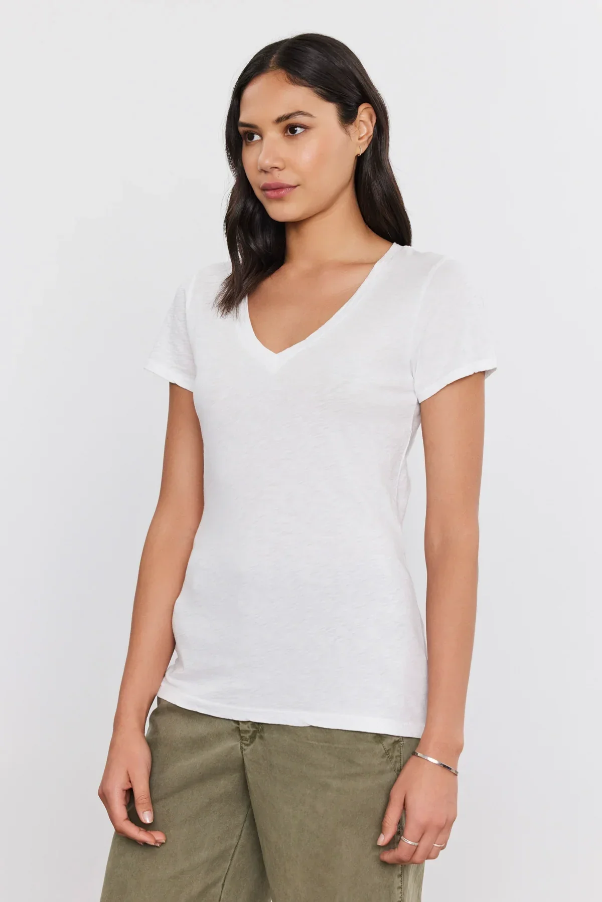 Lilith Cotton Slub V-Neck Tee - Image 4