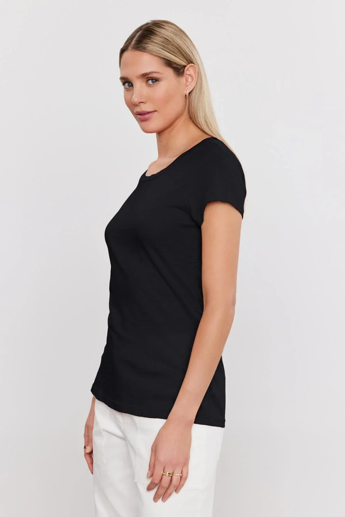 Odelia Cotton Slub Crew Neck Tee - Image 4